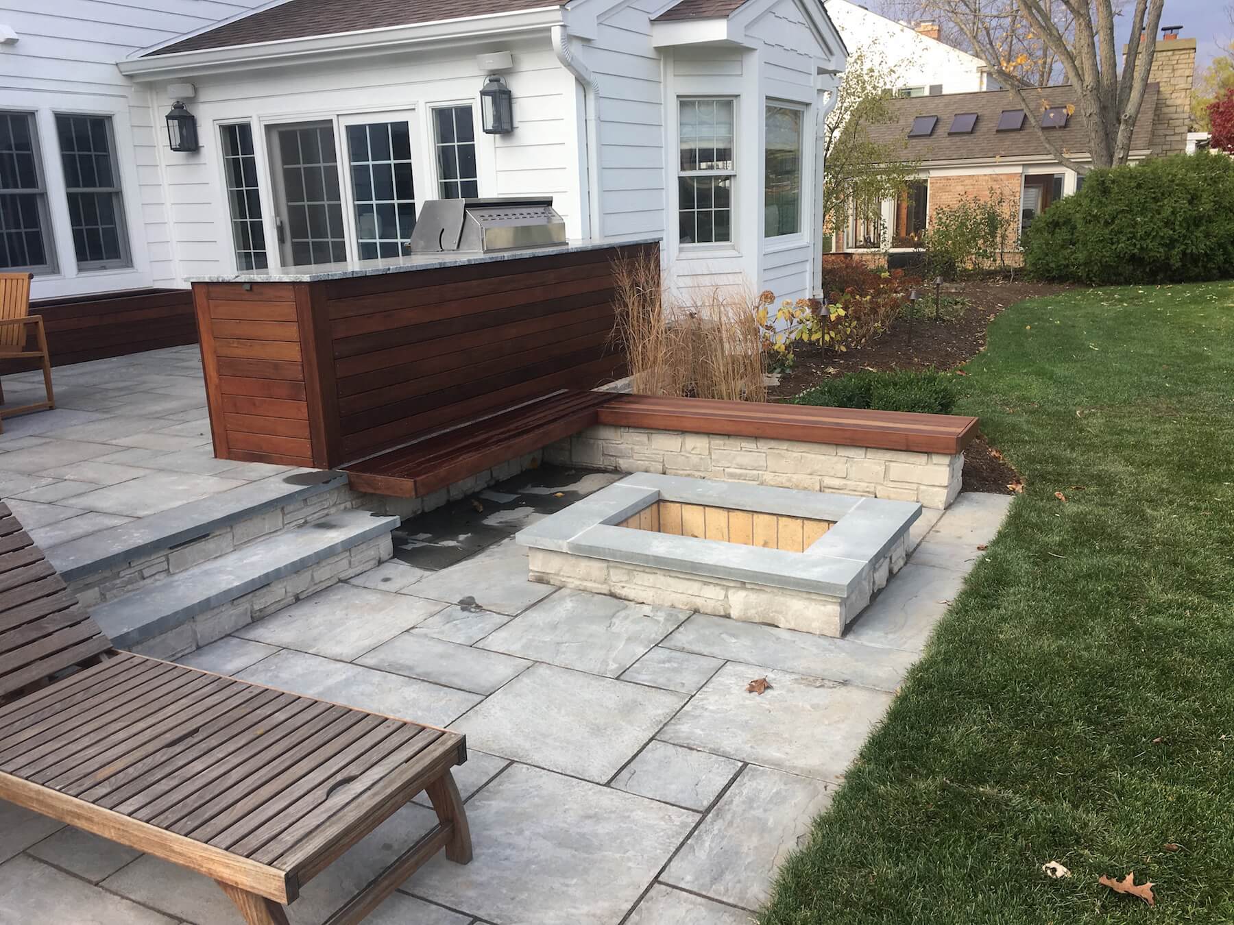 Stone Paver Patio With Fire Pit