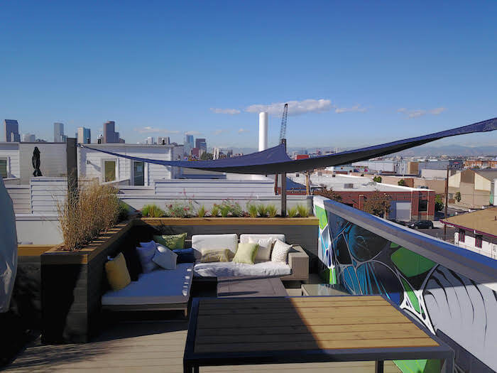 Rooftop Lounge With Canopy Rooftop Deck Canopy Planters Mural Fire Pit Rino Denver Co