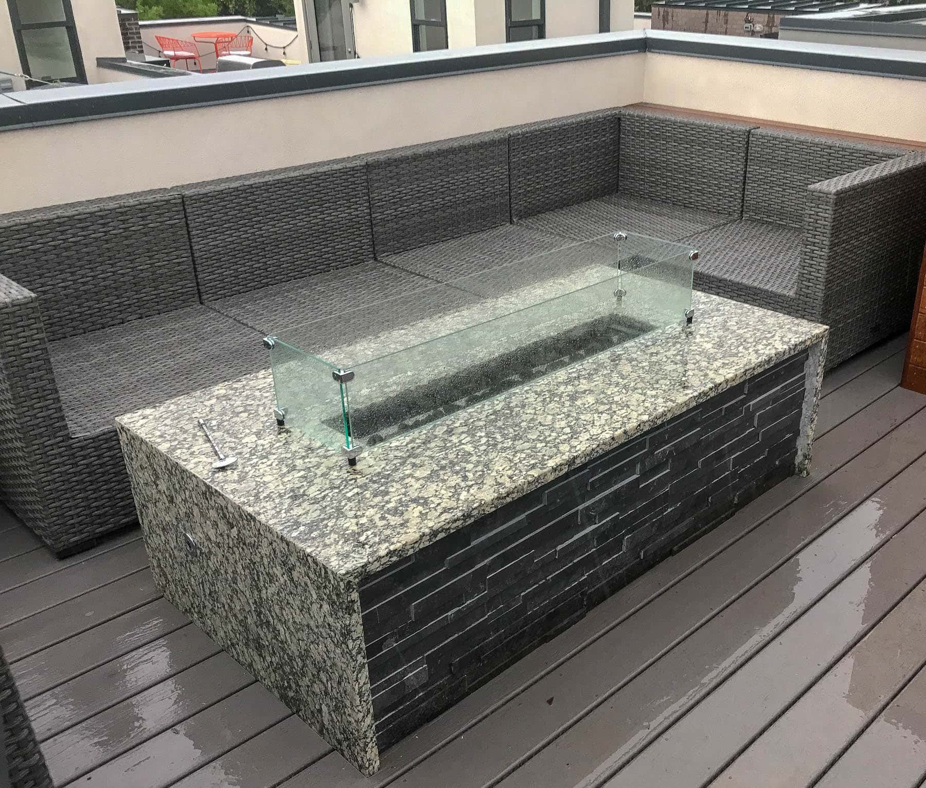 Rooftop Deck Outdoor Dining Fire Pit Outdoor Furniture City Park Denver CO