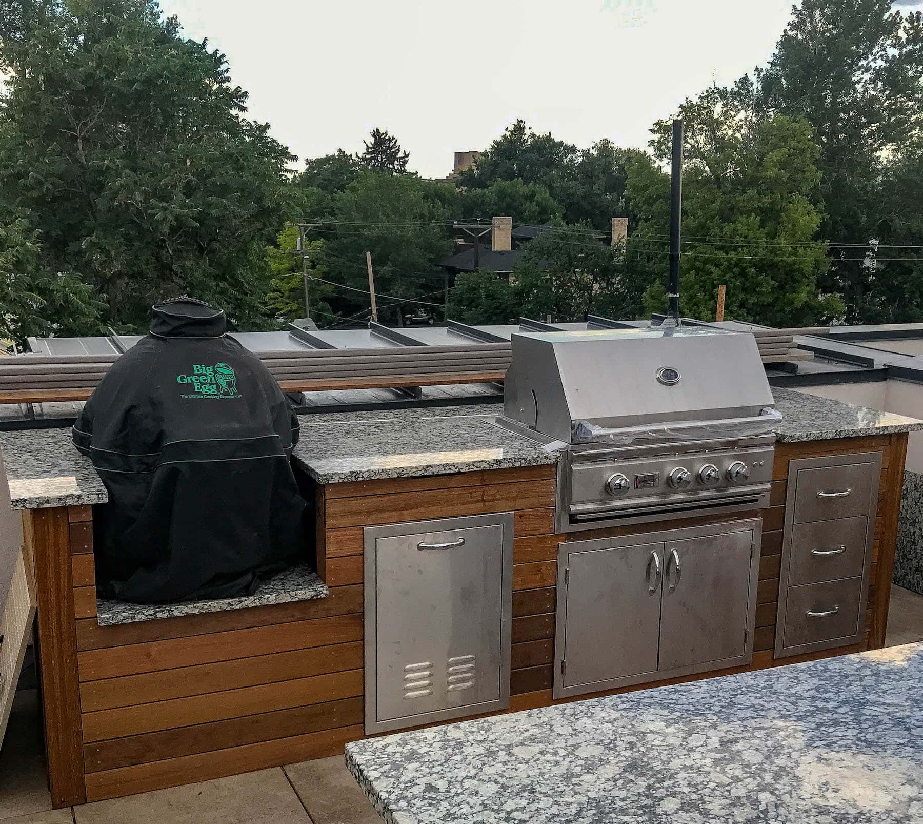 Outdoor Kitchen With Stainless Steel Appliances and Granite Countertops Rooftop DeckCity Park Denver CO