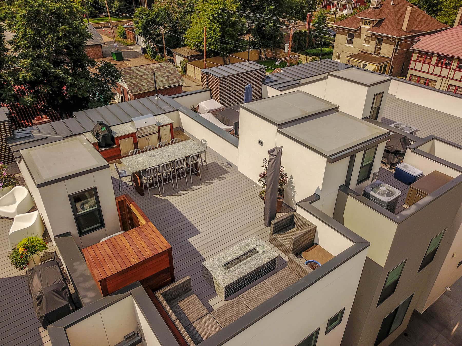 Rooftop Deck Outdoor Dining Outdoor Kitchen Fire Pit City Park Denver CO