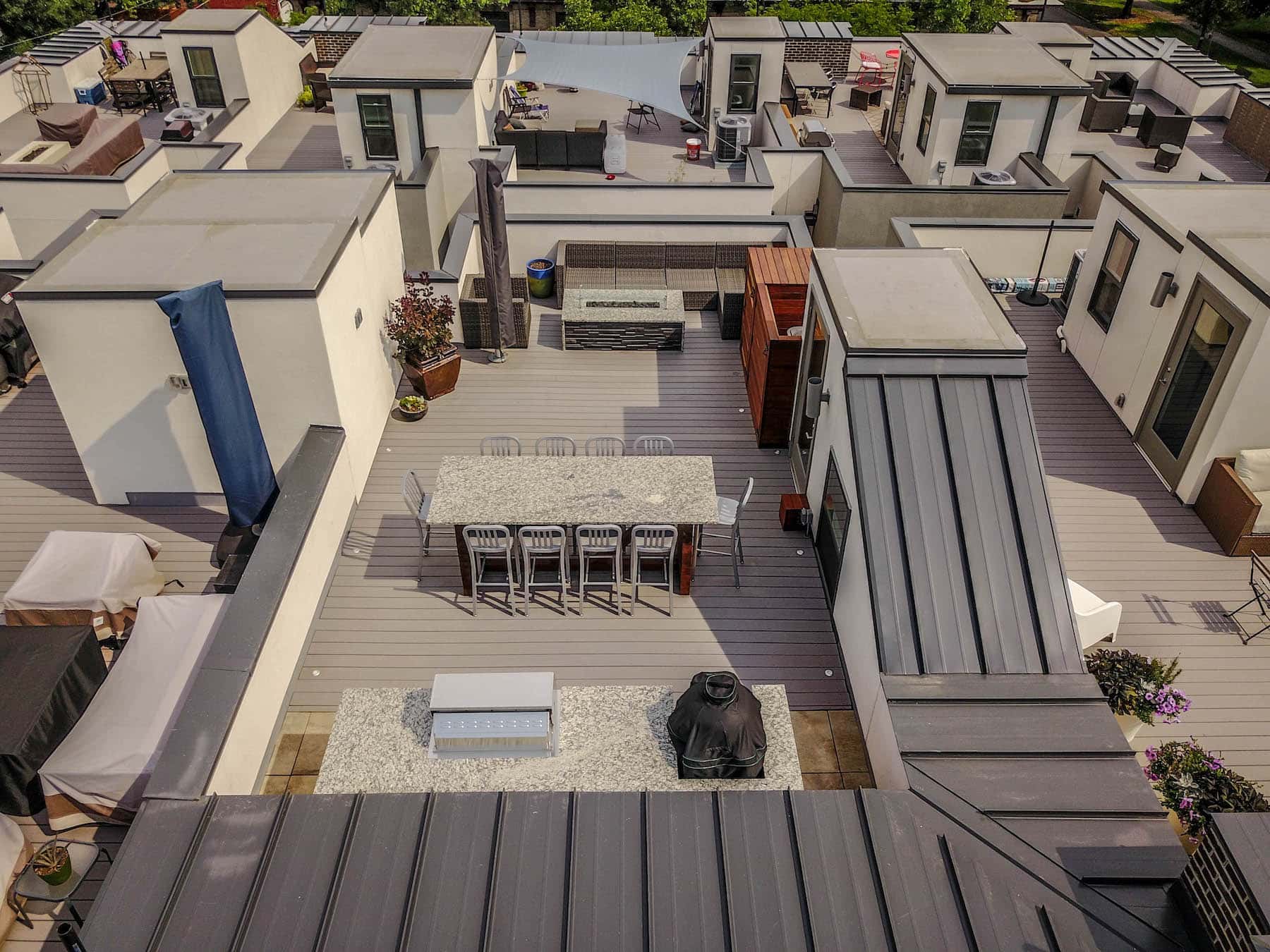 Rooftop Deck Outdoor Dining Outdoor Kitchen Fire Pit City Park Denver CO