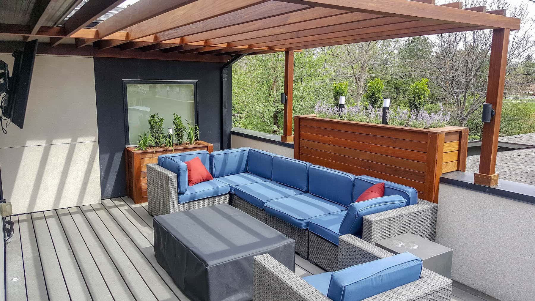 Rooftop Deck With Pergola Rooftop Deck With Pergola outdoor TV planters Cherry Creek Denver CO