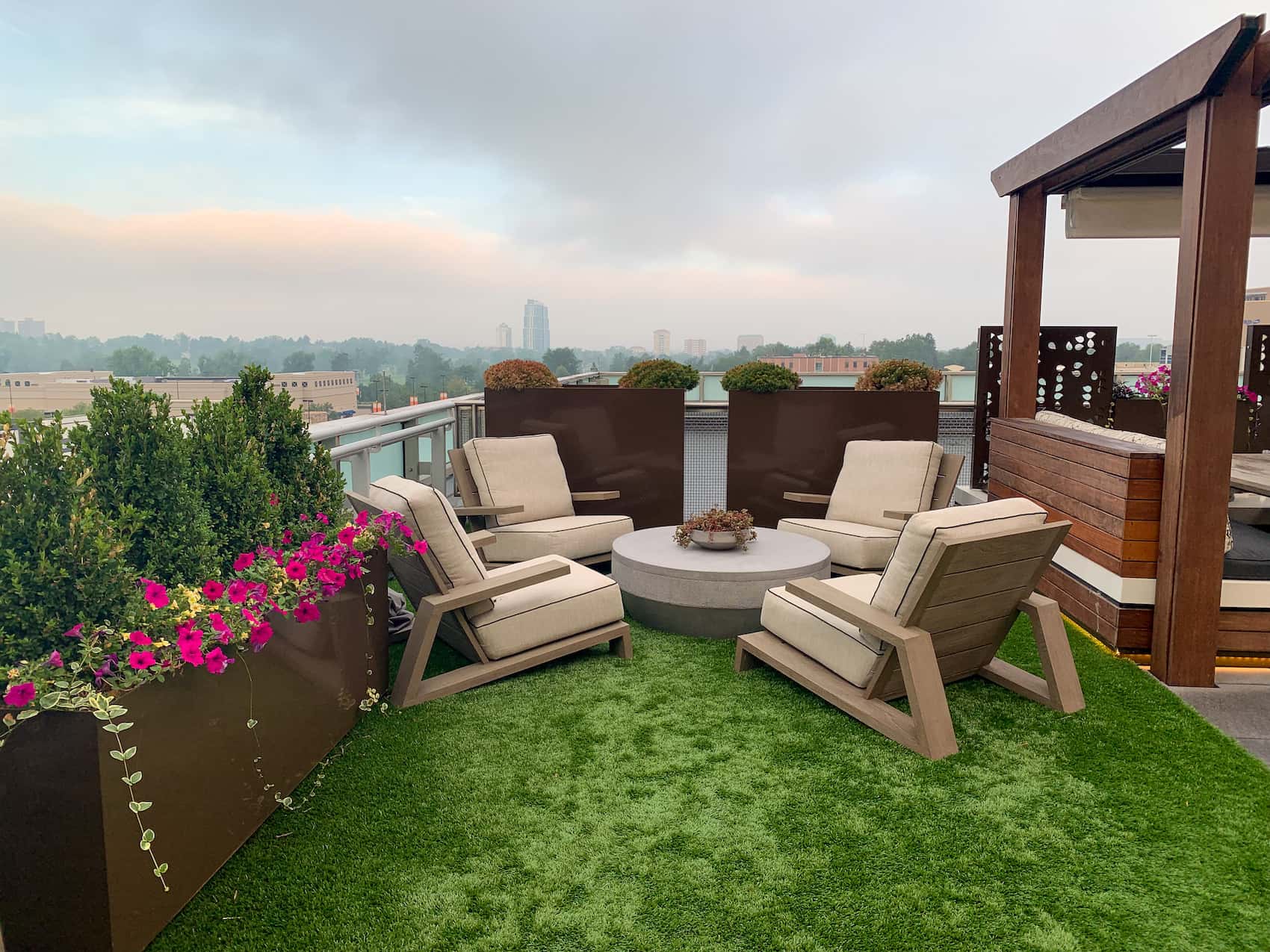 Commercial Rooftop Turf Artificial Turf Rooftop Deck Built-In Planters Cherry Creek Denver CO