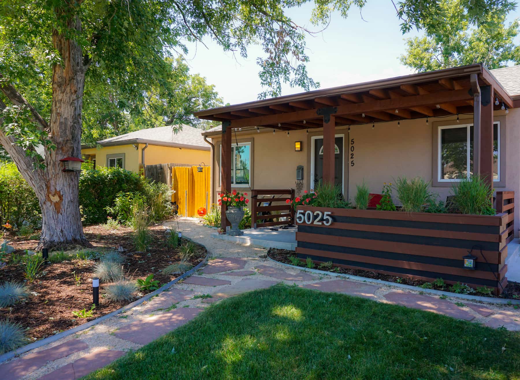 New Wood Pergola and Porch With Landscaping Pergola Porch Awning Landscaping Sunnyside Denver CO