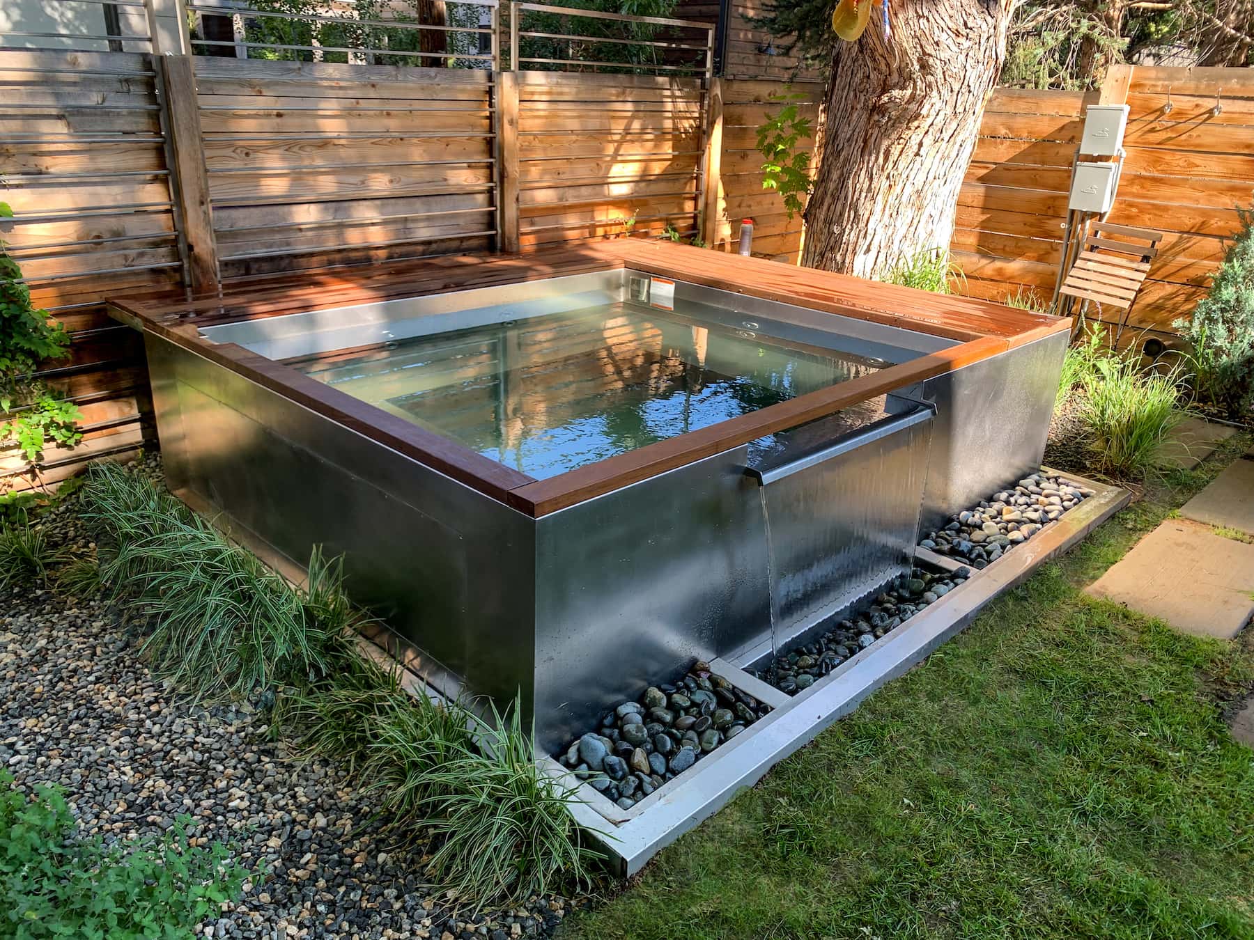 Waterfall Hot Tub With Bench Seating Bonnie Brae Denver CO
