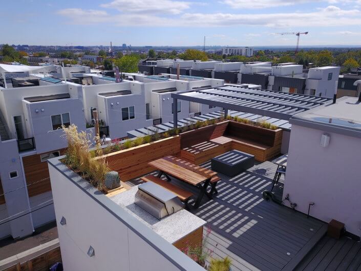 Roof Deck Planters Outdoor furniture Pergola Sloans Lake Denver CO Roof Deck and Garden