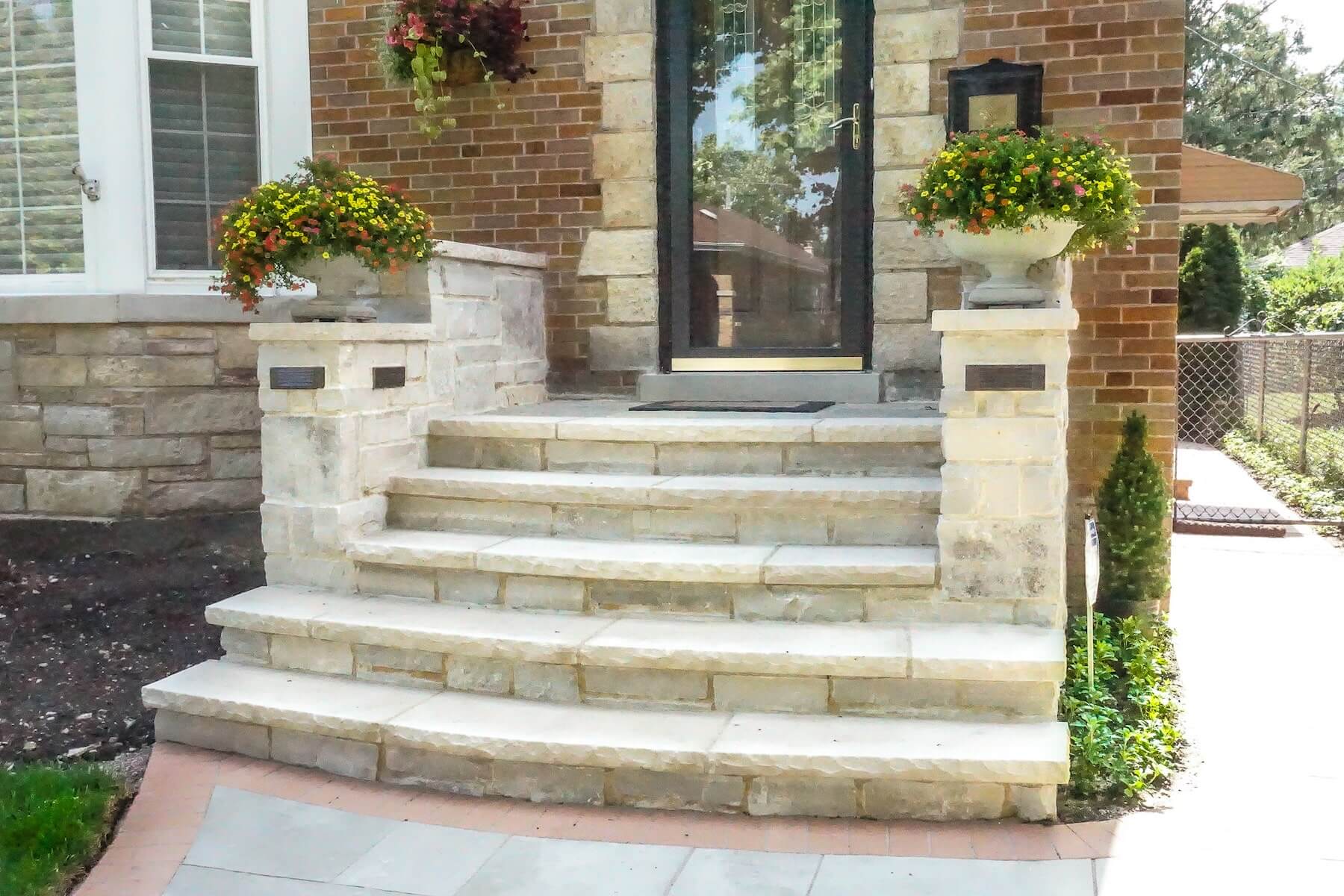 paver walkway stone entryway boulders plantings denver co