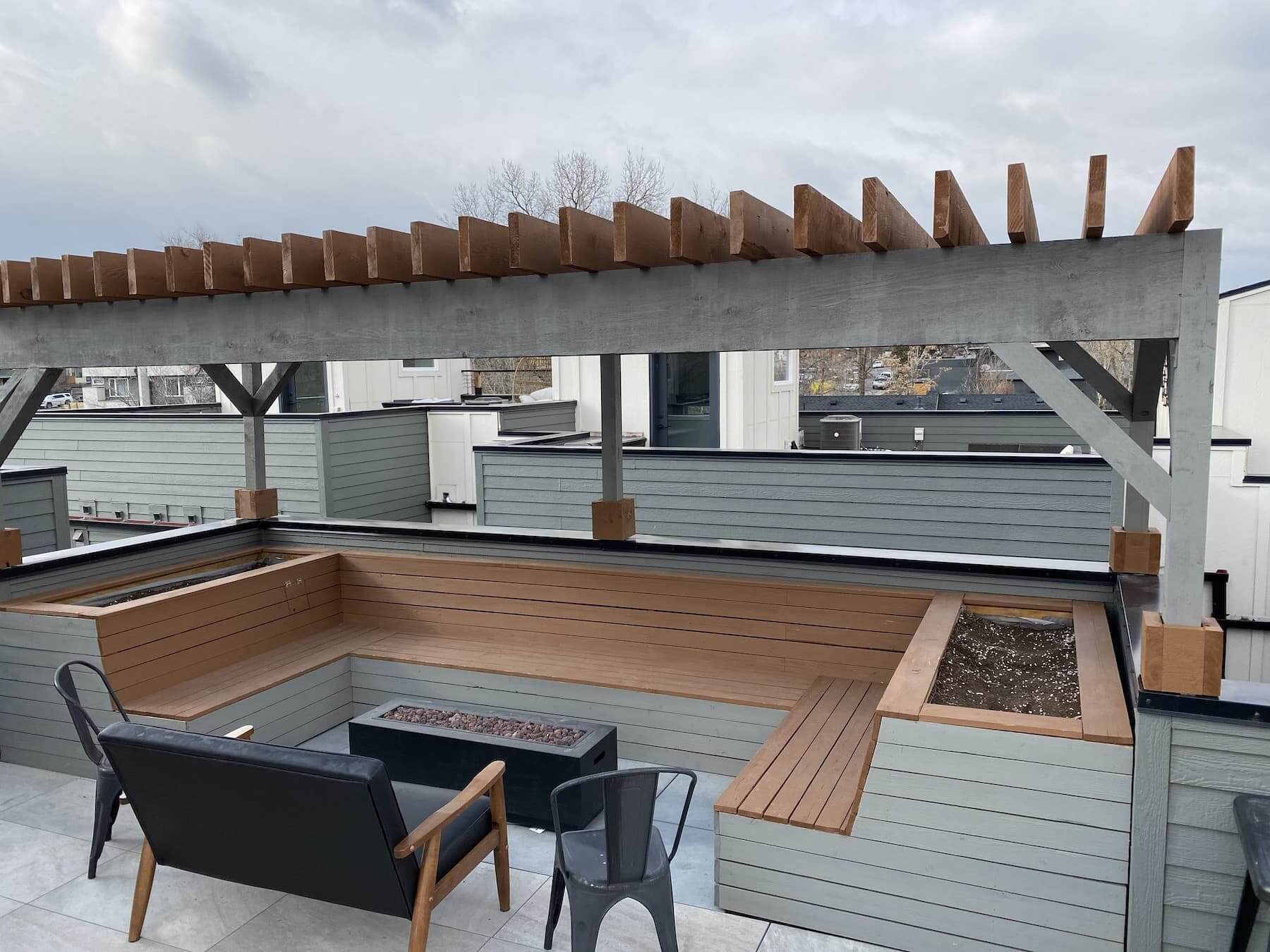 Pergola Fire Pit Built In Bench Sloan's Lake Denver