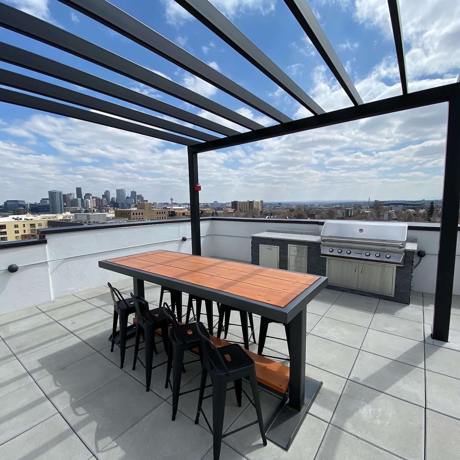 Pergola & Outdoor Dining pergola custom stone granite outdoor kitchen rooftop deck denver co