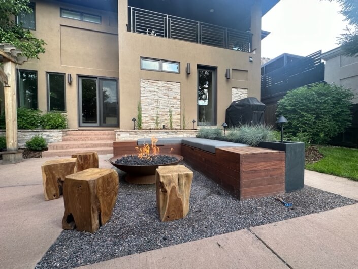 Backyard fire pit and seating washington park denver co