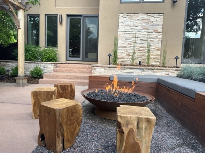 Fire pit and built in furniture washington park denver co