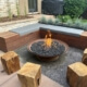 Fire pit and built in seating with planters washington park denver co