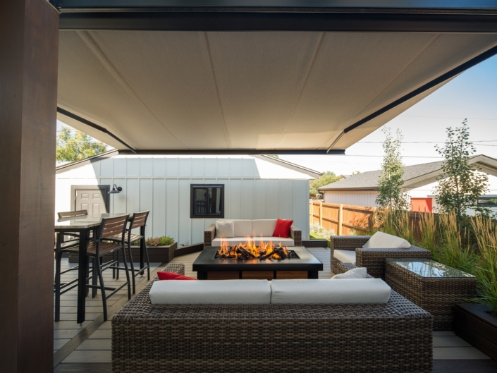 Retractable Awning small yard renovation sloan's lake denver