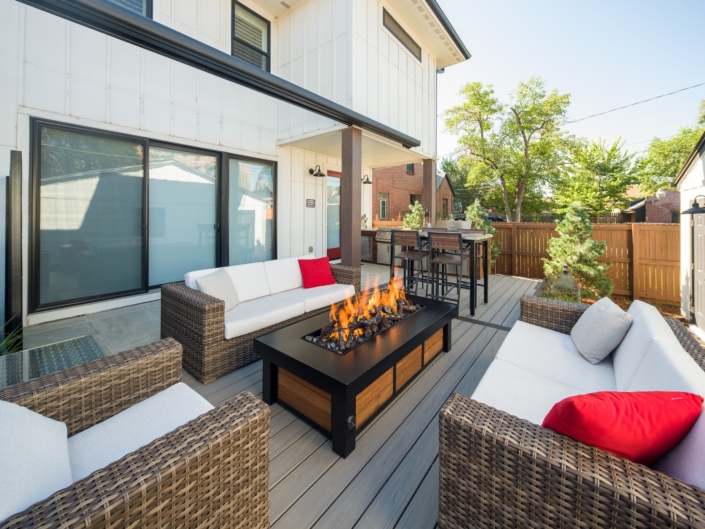 Lounge area with fire pit sloan's lake denver