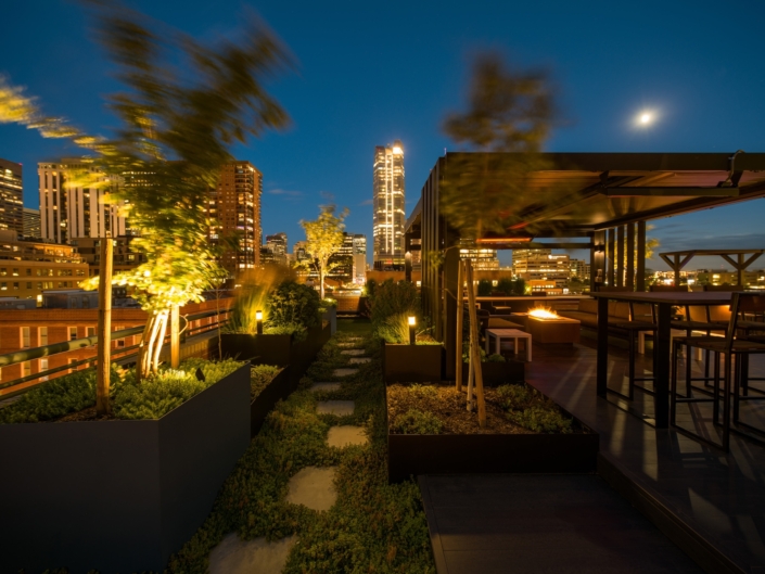 Nighttime roof deck denver