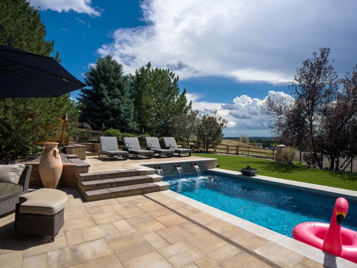 pool and paver patio in centennial, co