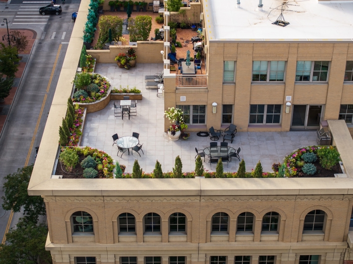 paver roof deck planters in downtown denver