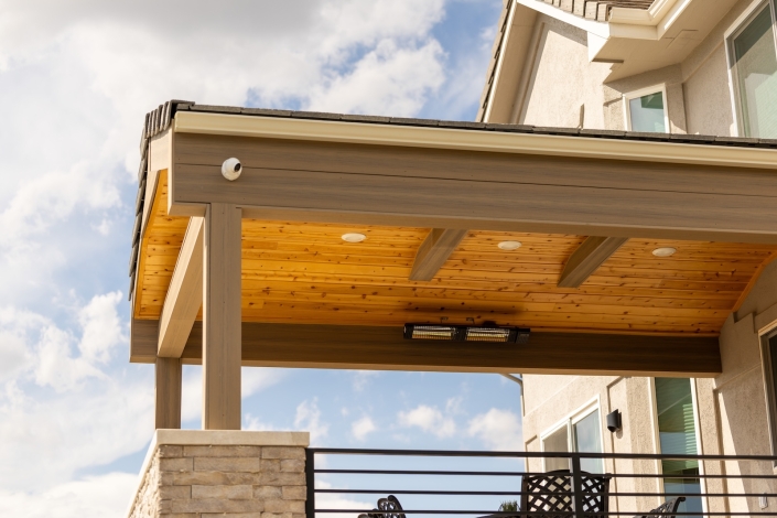 backyard pavilion with heaters in centennial, co