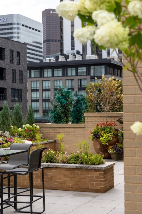 porcelain paver rooftop deck planters in lodo denver